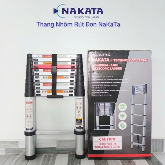 Thang Nhôm Rút Đơn Đai Đen Nakata TY-612