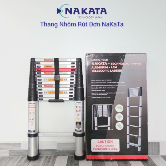 Thang Nhôm Rút Đơn Đai Đen Nakata TY-613