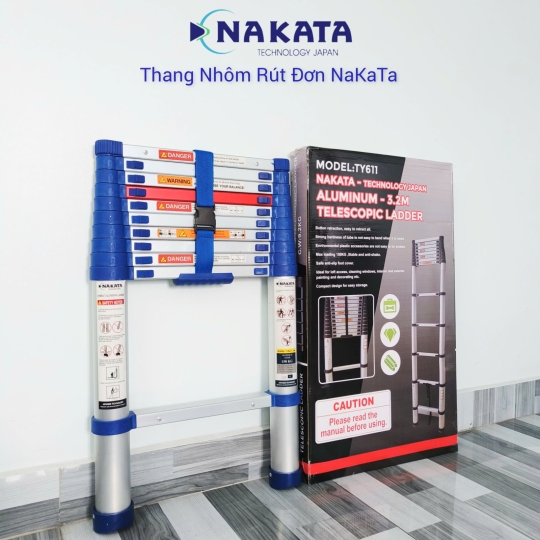 Thang Nhôm Rút Đơn Đai Xanh Nakata TYB611